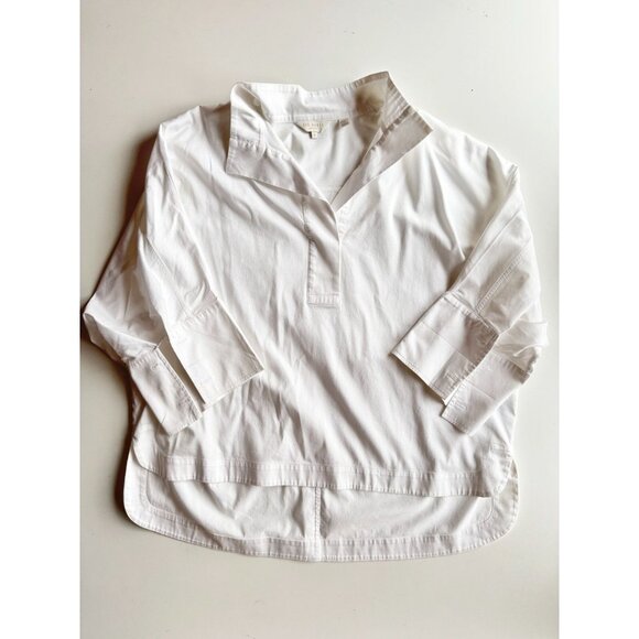TED BAKER Avereye White Cotton Sateen Popover Batwing Blouse, Size 4/10 - Picture 6 of 14